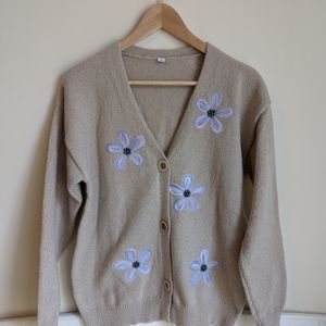 Embroidered Wool Cardigan Sz M